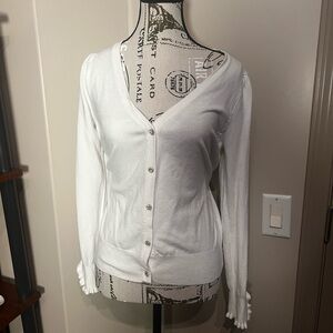 Classic White V-Neck Button-Up Cardigan Sweater